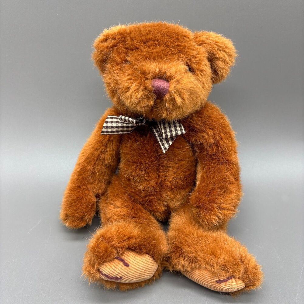 Vintage Russ Berrie Bromley Bean Bag Teddy Bear Plush 10" Brown Stuffed Animal